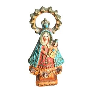Small Hand Painted Vintage Resin Virgin‎ Figurine